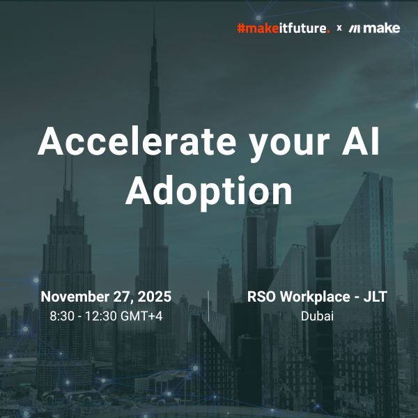 Eveniment de automatizare AI Makeitfuture și Make.com în Dubai — 27 noiembrie 2025 la RSO Workplace JLT